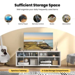 Costway TV Stand 4 Cubby TV Console Table With Adjustable Shelves Modern Home Media Entertainment Center -Costway GUEST 494423bf 9f2c 4291 9c73 464d0ba443d4