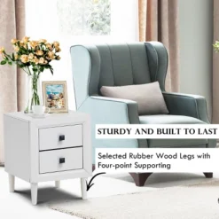 Costway 2 PCs Nightstand End Bedside Coffee Table Wooden Leg Storage Drawers White -Costway GUEST 498d551c 609f 4622 8ff9 4a98788e554e