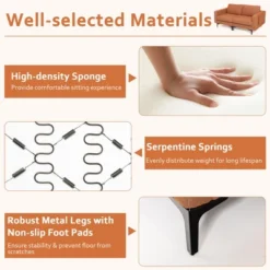 Costway Modern Loveseat Linen Fabric 2-Seat Sofa Couch W/ Side Storage Pocket GreenOrange -Costway GUEST 49ab0bcf 579b 49b0 b710 e2b2aa14c459