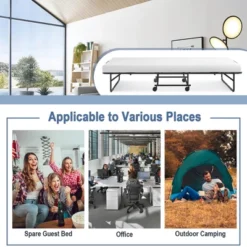 Costway Heavy Duty Foldable Bed Metal Guest Bed Daybed W/ 4 Inch Mattress Memory Foam -Costway GUEST 49d81c9b cc0c 4d86 8bbd b13f6911ec98