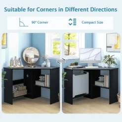 Costway Corner Computer Desk Triangle Writing Workstation W/ Storage Shelf WhiteBlack 19 Costway Corner Computer Desk Triangle Writing Workstation W/ Storage Shelf WhiteBlack -Costway GUEST 49e11121 0fee 4e78 a1e0 795e4972da2f