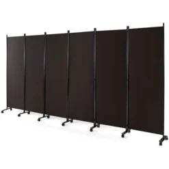 Costway 6-Panel Folding Room Divider 6FT Rolling Privacy Screen With Lockable Wheels Black/Brown/Grey/White -Costway GUEST 4a33beee bb2e 4b88 8a37 b80ebdffd8d8