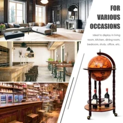 Costway 17.5'' Wood Globe Wine Bar Stand 16th Century Italian Rack Liquor Bottle Shelf -Costway GUEST 4a38a66a 977f 424d b71f 31e15fe7de9e