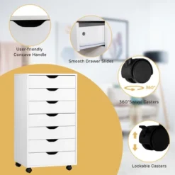 Costway 7 Drawer Chest Storage Dresser Floor Cabinet Organizer With Wheels White -Costway GUEST 4aa8e103 5f98 4b44 8c36 5f40d944de45