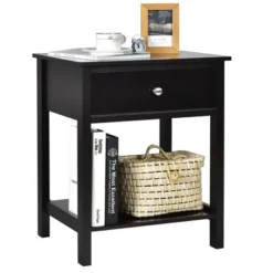 Costway 2PCS 2-Tier Nightstand Modern Side End Table W/ Drawer & Open Shelf -Costway GUEST 4abe6edc 865b 4785 aeb2 a7efb931704d