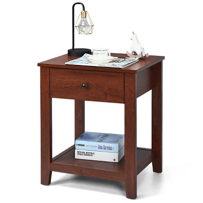 Costway Night Stand End Side Table Bedside Accent Table With Drawer And Storage Shelf 10 Costway Night Stand End Side Table Bedside Accent Table With Drawer And Storage Shelf - Image 8