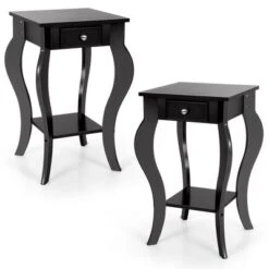 Costway 2PCS End Table Accent Side Table Nightstand W/ Drawer & Bottom Shelf 22 Costway 2PCS End Table Accent Side Table Nightstand W/ Drawer & Bottom Shelf -Costway GUEST 4add7a21 ea66 4840 9713 7d0bd55b8d22