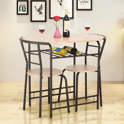 Costway 3 Piece Dining Set Compact 2 Chairs And Table Set With Shelf Storage 3 Costway 3 Piece Dining Set Compact 2 Chairs And Table Set With Shelf Storage