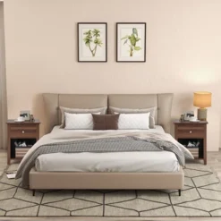 Costway 2 PCS Nightstand Side Table With Drawer Open Shelf For Living Room Bedroom Walnut/Brown -Costway GUEST 4af521c0 9198 4e70 9594 722a1e17f63b