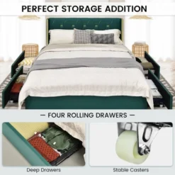 Costway Full/Queen Upholstered Bed Frame With 4 Storage Drawers Headboard -Costway GUEST 4b24514c 46e6 43e3 9075 0639bc68c619