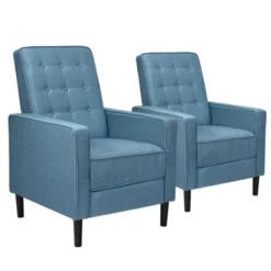 Costway Set Of 2 Push Back Recliner Chair Fabric Tufted Single Sofa W/ Footrest -Costway GUEST 4b3cfe6c b0e6 464c 9104 dfaccdec08a4