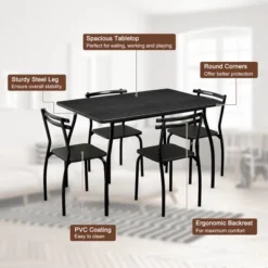 Costway 5 Pcs Dining Set Table 30'' And 4 Chairs Home Kitchen Room Breakfast Furniture Black -Costway GUEST 4b64e0e3 0b8f 4ea5 964e 6a0cec2e1112