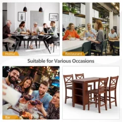 Costway 5PCS Counter Height Pub Dining Table Set W/ Storage Shelves&4 Bar Chairs -Costway GUEST 4b86912e bd12 4b50 a293 0dd1b133a4a2