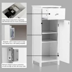 Costway Wooden Bathroom Floor Storage Cabinet Organizer With Drawer And Adjustable Shelf 18 Costway Wooden Bathroom Floor Storage Cabinet Organizer With Drawer And Adjustable Shelf -Costway GUEST 4b87060c 6234 4e84 82f4 64d0e353ba54