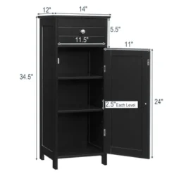 Costway Bathroom Floor Cabinet Storage Organizer Free-Standing W/ Drawer GreyBlackBrown -Costway GUEST 4bef0e39 ce14 4d75 a90b a4783f9a7634