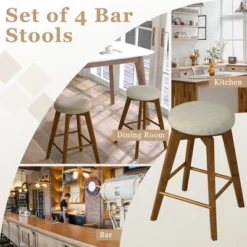 Costway Set Of 2 Swivel Bar Stools Upholstered Counter Height Chairs With Rubber Wood Legs -Costway GUEST 4bfdc536 0292 4039 8800 4917e8cef589
