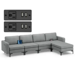 Costway Modular L-shaped Sectional Sofa W/ Reversible Chaise & 4 USB Ports OrangeDark Grey -Costway GUEST 4c0ce781 89e2 4e4a 9355 4ebb345b82f6