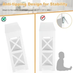 Costway 3-Tier Console Table X-Design Sofa Entryway Table With Drawer & Shelves Gray Espresso -Costway GUEST 4c112b03 b77d 451a a0cc cd6fc9bde1c9