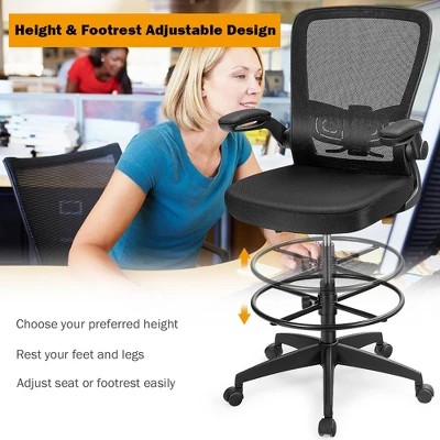 Costway Tall Office Chair Adjustable Height W/Lumbar Support Flip Up Arms 11 Costway Tall Office Chair Adjustable Height W/Lumbar Support Flip Up Arms - Image 9