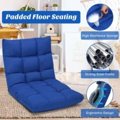 Costway Adjustable 14-Position Floor Chair Folding Lazy Gaming Sofa Lounge Chair GrayBlue Coffee -Costway GUEST 4c5d2963 a098 4b77 9573 acb7234ac43c
