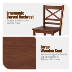 Costway Set Of 4 Bar Stools 24'' Counter Height Chairs W/ Rubber Wood Legs Walnut -Costway GUEST 4c75e5e2 388a 4e4c a9c1 0bb25e28cffc