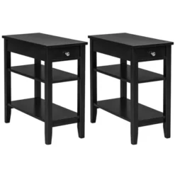 Costway 2PCS 3-Tier End Table Sofa Side Table Nightstand W/ Shelf & Drawer -Costway GUEST 4c7b2f89 334a 4620 9cf0 b8c1e3549c5e