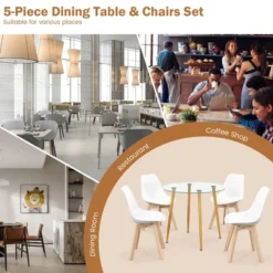 Costway Dining Table Set For 4 Modern Kitchen Table Set With Round GlassTempeTable&4 Chairs 18 Costway Dining Table Set For 4 Modern Kitchen Table Set With Round GlassTempeTable&4 Chairs -Costway GUEST 4c7ce172 202c 41cd 9878 f48f56d547d1