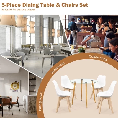 Costway Dining Table Set For 4 Modern Kitchen Table Set With Round GlassTempeTable&4 Chairs 10 Costway Dining Table Set For 4 Modern Kitchen Table Set With Round GlassTempeTable&4 Chairs - Image 8