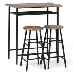 Costway 3 Pieces Bar Table Set Counter Height Dining Pub Table W/ 2 Stools -Costway GUEST 4cbc6b30 2918 4d3e afa7 21afad24a464