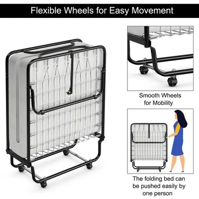 Costway Rollaway Folding Metal Bed Memory Foam Mattress Cot Guest Made In Italy 9 Costway Rollaway Folding Metal Bed Memory Foam Mattress Cot Guest Made In Italy - Image 7