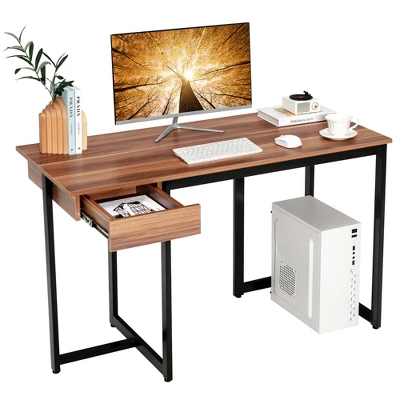 Costway Computer Desk Home Office Gaming Table Workstation Metal Frame With Drawer Walnut/Black/Rustic/Natural 15 Costway Computer Desk Home Office Gaming Table Workstation Metal Frame With Drawer Walnut/Black/Rustic/Natural - Image 13