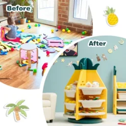 Costway Kids Toy Storage Organizer 360° Revolving Pineapple Shelf W/Plastic Bins -Costway GUEST 4d567abf 978e 4702 9bf3 8307ddd5be51