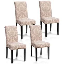 Costway Set Of 4 Fabric Dining Chairs W/Nailhead Trim -Costway GUEST 4d6dfe7a b7d0 4e21 92d2 e0a430578646