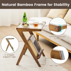 Costway Rattan Side Table Bamboo Accent Bedside Table With Tempered Glass Top Walnut/Natural 19 Costway Rattan Side Table Bamboo Accent Bedside Table With Tempered Glass Top Walnut/Natural -Costway GUEST 4dbb5eae f545 4de1 94f2 cc035bdf14f8
