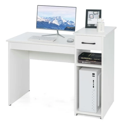 Costway Computer Desk PC Laptop Table W/ Drawer And Shelf Home Office Furniture White 3 Costway Computer Desk PC Laptop Table W/ Drawer And Shelf Home Office Furniture White