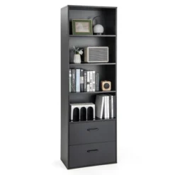 Costway 6-Tier Tall Bookshelf Freestanding Modern Bookcase Black Storage Cabinet White/Black -Costway GUEST 4dd47a26 c35d 4b15 a82e eda2472b6c75