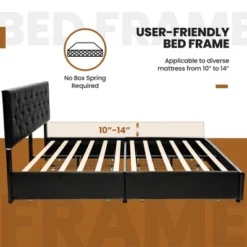 Costway Upholstered Platform Bed W/ 4 Drawers PU Leather Button Tufted Headboard -Costway GUEST 4dd81705 8aa0 4f33 9eeb 3a19116c5df8