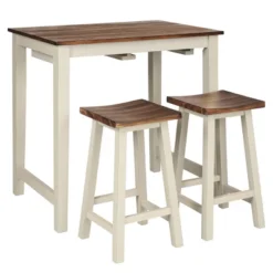 Costway 3-Piece Bar Table Set Counter Pub Table& 2 Saddle Bar Stools W/ Hanging Design -Costway GUEST 4ddb2409 f317 4287 98b3 c3cee6fbb7f6