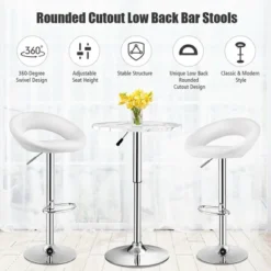 Costway Set Of 2 Bar Stools Adjustable PU Leather Barstools Swivel Pub Chairs White -Costway GUEST 4e1ca8e4 7c0e 43e5 a09a 6559a3499be5