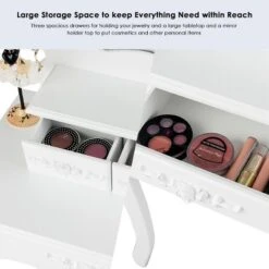 Costway White Vanity Jewelry Makeup Dressing Table Stool Drawer -Costway GUEST 4ea12245 eabe 41e0 bbdb 1e31334750c0