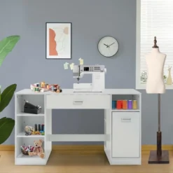Costway Sewing Craft Table Home Office Computer Desk W/ Storage Shelves & Drawer -Costway GUEST 4eb38fa3 4b5d 4727 8f4a 44991fefb6c2