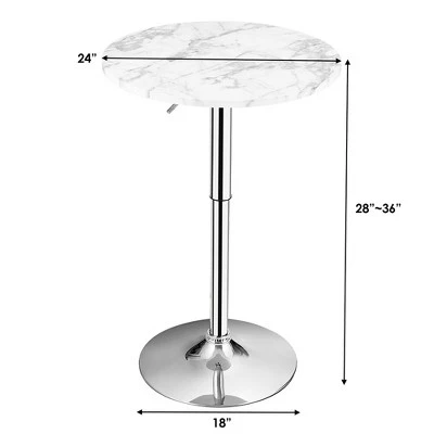 Costway Round Bistro Bar Table Height Adjustable 360-degree Swivel 4 Costway Round Bistro Bar Table Height Adjustable 360-degree Swivel - Image 2