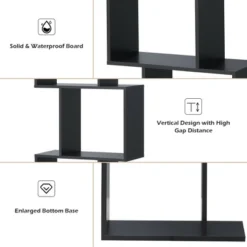 Costway 3-tier S-Shaped Bookcase Free Standing Storage Rack Wooden Display Decor Black 19 Costway 3-tier S-Shaped Bookcase Free Standing Storage Rack Wooden Display Decor Black -Costway GUEST 4f28338d 98ef 4709 ba7e b05c231b5827
