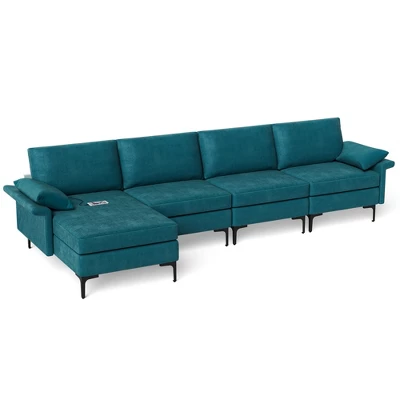 Costway Modern Modular L-shaped Sectional Sofa W/ Reversible Chaise & 4 USB Ports 10 Costway Modern Modular L-shaped Sectional Sofa W/ Reversible Chaise & 4 USB Ports - Image 8