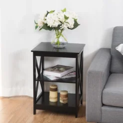 Costway 2PCS 3-Tier Nightstand End Table Storage Display Shelf Living Room Furni Black 14 Costway 2PCS 3-Tier Nightstand End Table Storage Display Shelf Living Room Furni Black -Costway GUEST 4f47f3e2 aa36 439f 8e66 739b34adac5c