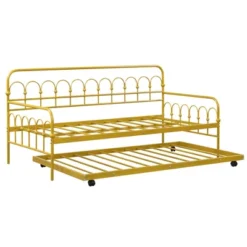 Costway Twin Size Metal Daybed With Trundle Space-Saving Sofa Bed Lockable Wheels Gold -Costway GUEST 4f71111f 2bc3 420d 8872 0282692c2703