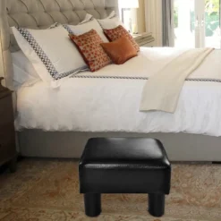 Costway PU Leather Ottoman Rectangular Footrest Small Stool W/ Padded Seat White/Black/Red -Costway GUEST 4fa37a88 d409 4c7e bbe1 77f8b18db1ed