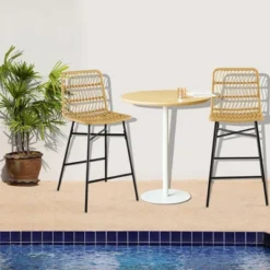 Costway Set Of 2 Rattan Bar Stools Counter Height Dining Chairs With Metal Legs Natural -Costway GUEST 4fc686a4 1852 4512 a567 d663e50bff6f