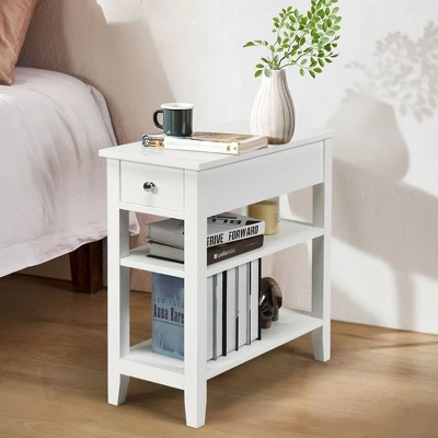 Costway 3 Tier Nightstand Bedside Table Sofa Side End Table W/Double Shelves Drawer 3 Costway 3 Tier Nightstand Bedside Table Sofa Side End Table W/Double Shelves Drawer
