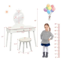 Costway Kids Vanity Makeup Table & Chair Set Make Up Stool Play Set For Children -Costway GUEST 4fe6a766 a36a 40e6 9190 0e39ddb4e323
